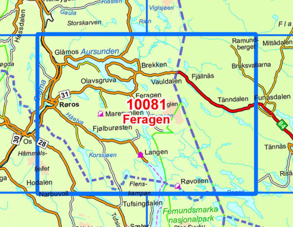 Røros 1:50 000 - Kart 10081 i Norges-serien