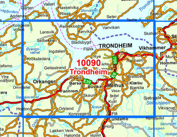 Trondheim 1:50 000 - Kart 10090 i Norges-serien