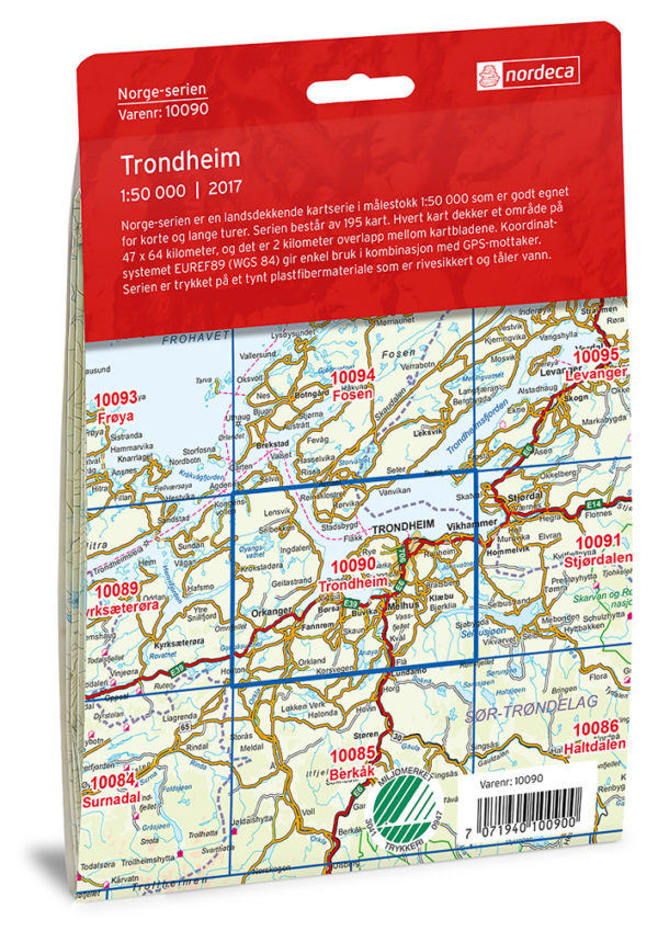 Trondheim 1:50 000 - Kart 10090 i Norges-serien