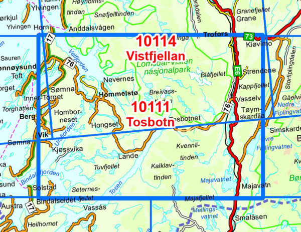 Tosbotn 1:50 000 - Kart 10111 i Norges-serien