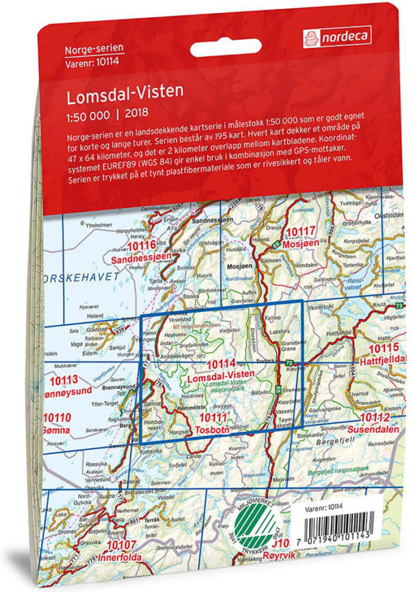 Lomsdal Visten 1:50 000 - Kart 10114 i Norges-serien