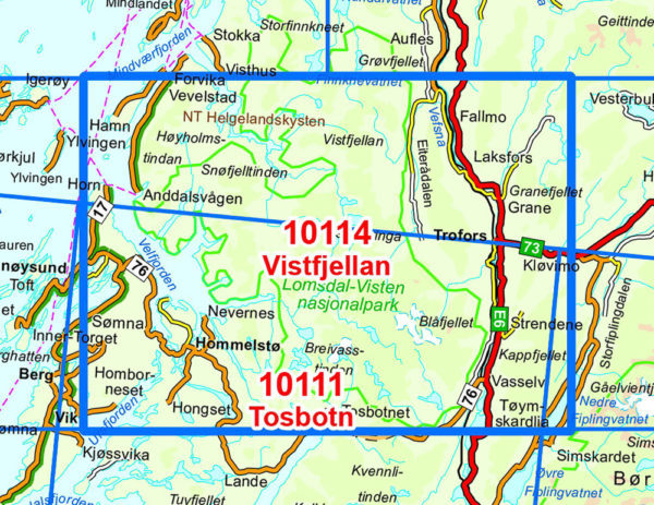 Lomsdal Visten 1:50 000 - Kart 10114 i Norges-serien