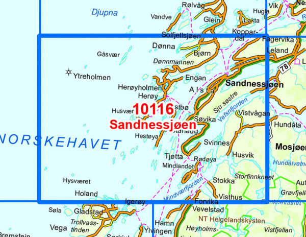 Sandnessjøen 1:50 000 - Kart 10116 i Norges-serien