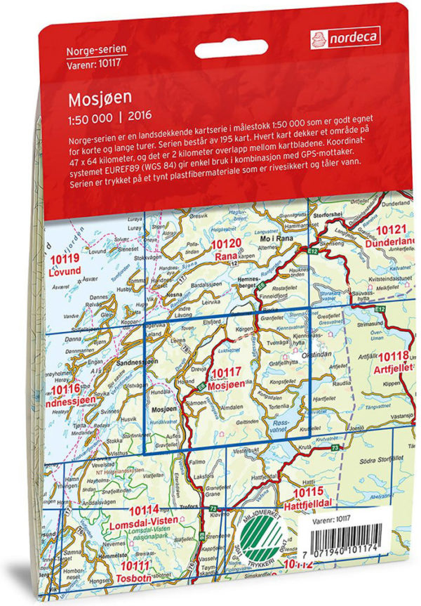 Mosjøen 1:50 000 - Kart 10117 i Norges-serien