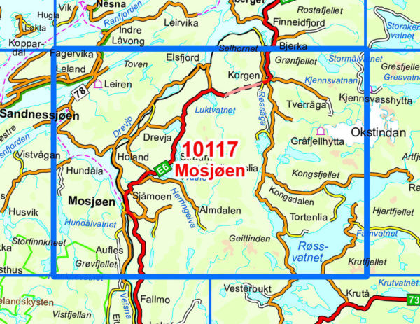 Mosjøen 1:50 000 - Kart 10117 i Norges-serien