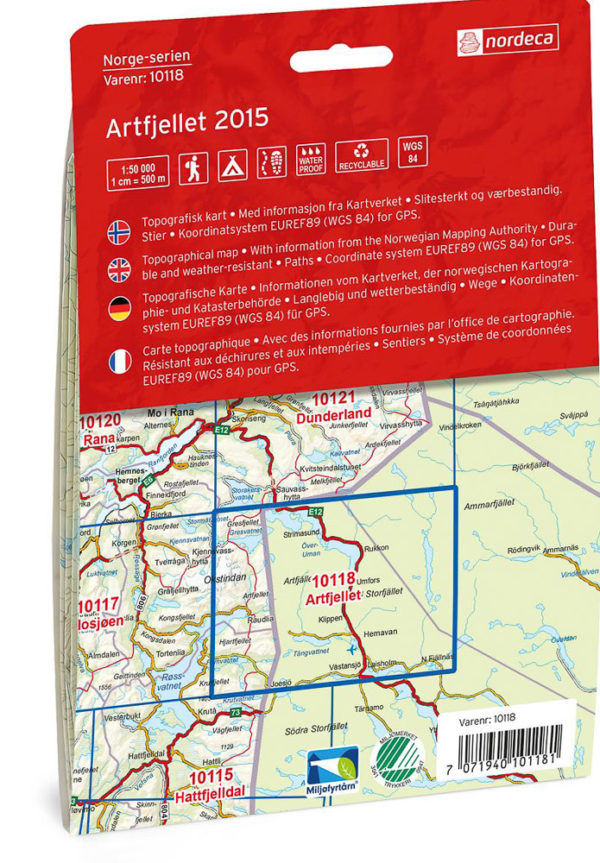 Artfjellet 1:50 000 - Kart 10118 i Norges-serien