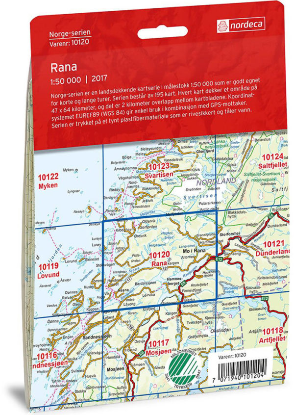 Rana 1:50 000 - Kart 10120 i Norges-serien