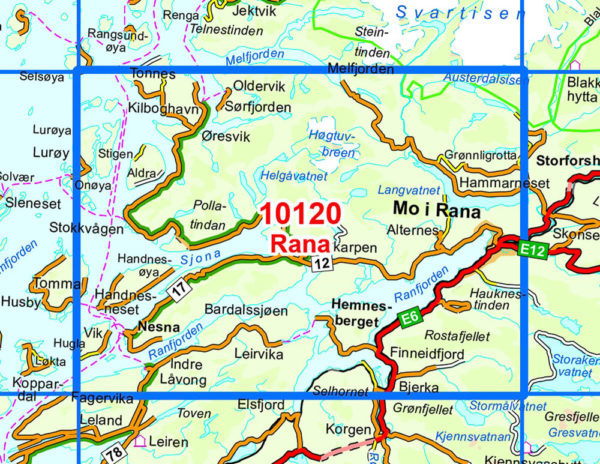 Rana 1:50 000 - Kart 10120 i Norges-serien