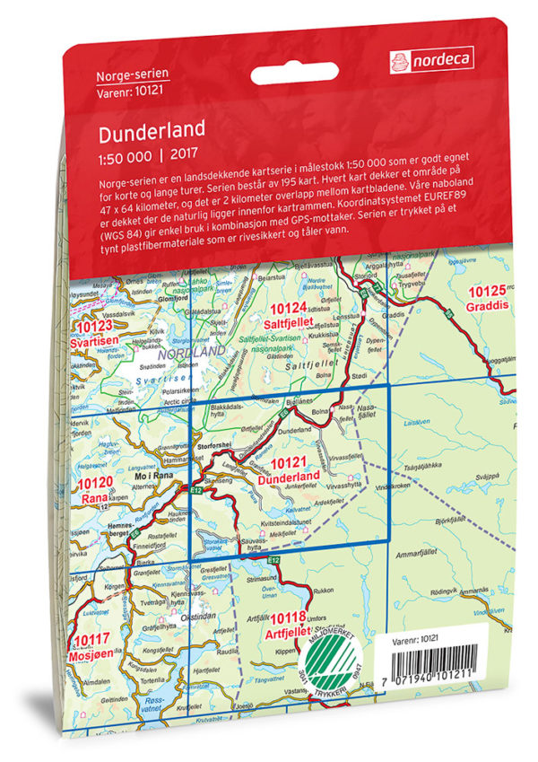Dunderland 1:50 000 - Kart 10121 i Norges-serien