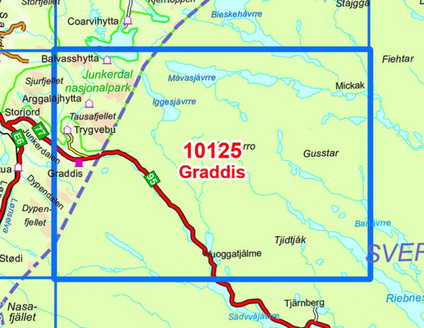 Graddis 1:50 000 - Kart 10125 i Norges-serien