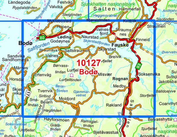 Bodø 1:50 000 - Kart 10127 i Norges-serien