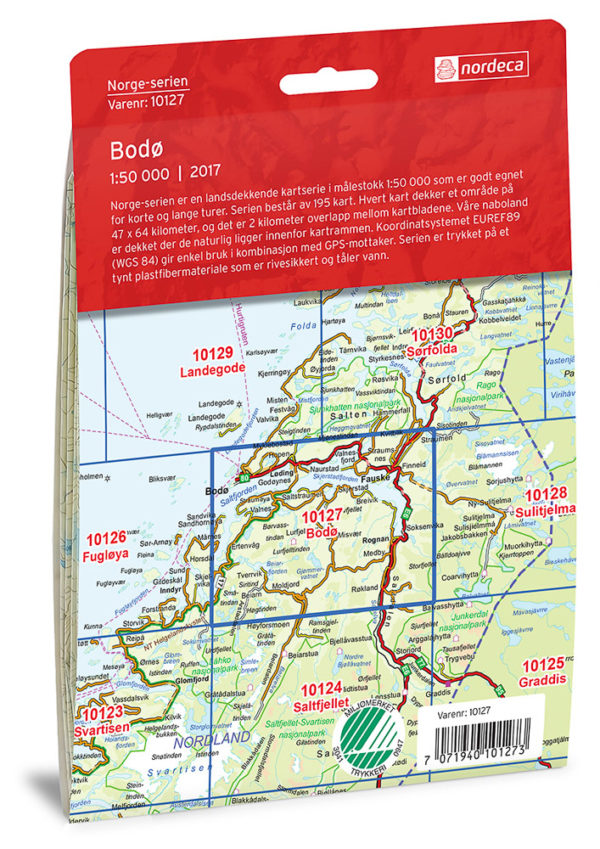 Bodø 1:50 000 - Kart 10127 i Norges-serien