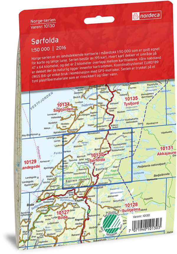 Sørfolda 1:50 000 - Kart 10130 i Norges-serien