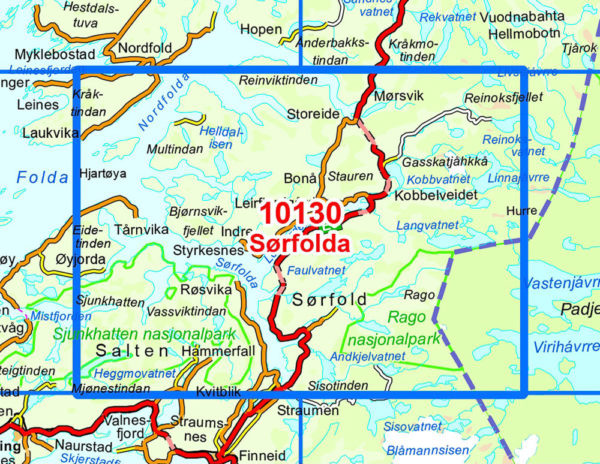 Sørfolda 1:50 000 - Kart 10130 i Norges-serien