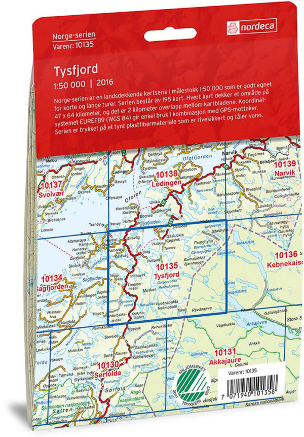 Tysfjord 1:50 000 - Kart 10135 i Norges-serien