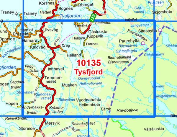 Tysfjord 1:50 000 - Kart 10135 i Norges-serien