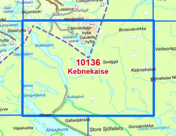 Kebnekaise 1:50 000 - Kart 10136 i Norges-serien