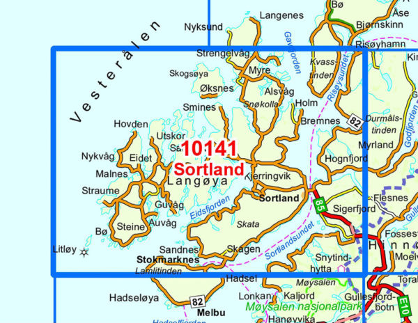 Sortland 1:50 000 - Kart 10141 i Norges-serien