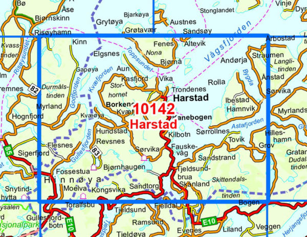 Harstad 1:50 000 - Kart 10142 i Norges-serien