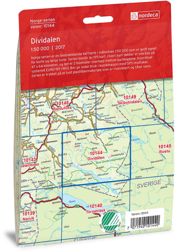 Dividalen 1:50 000 - Kart 10144 i Norges-serien