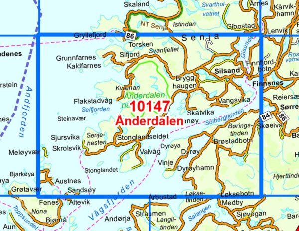 Ånderdalen 1:50 000 - Kart 10147 i Norges-serien