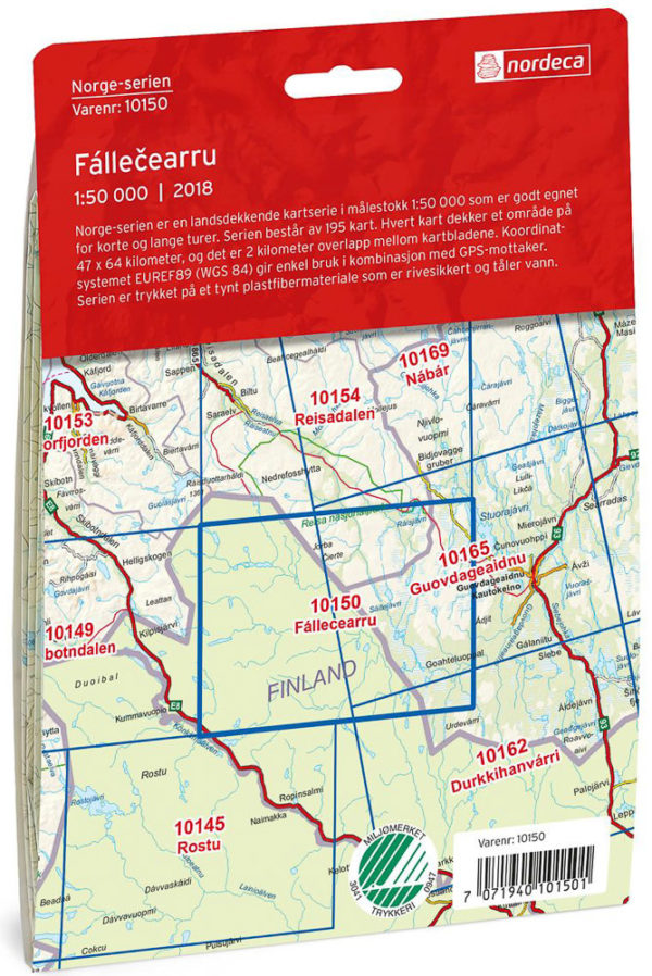Fallecearru 1:50 000 - Kart 10150 i Norges-serien