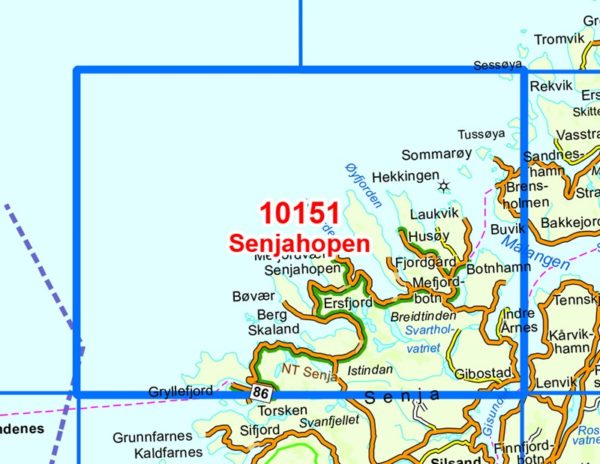 Senjahopen 1:50 000 - Kart 10151 i Norges-serien