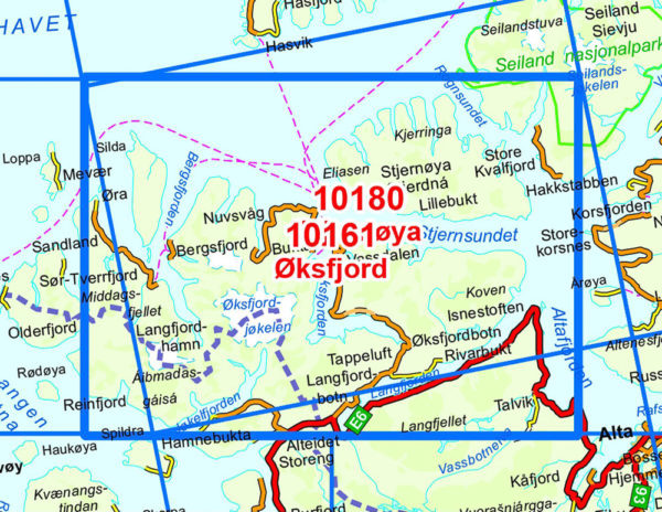 Øksfjord 1:50 000 - Kart 10161 i Norges-serien