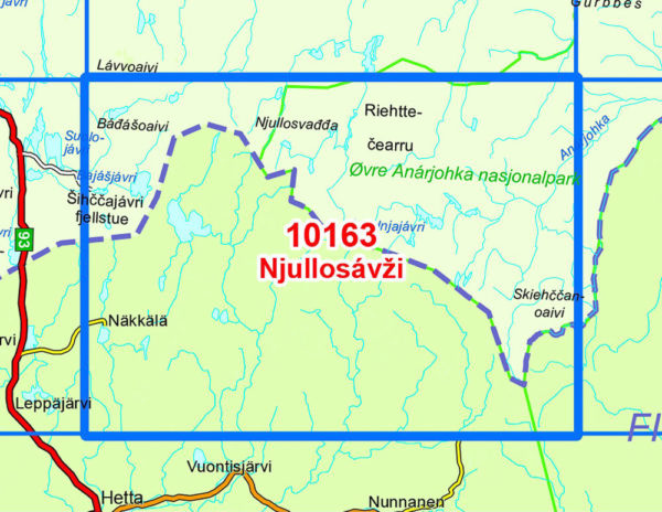 Njullosavzi 1:50 000 - Kart 10163 i Norges-serien