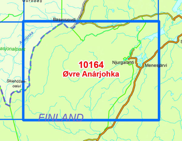 Øvre Anarjohka 1:50 000 - Kart 10164 i Norges-serien
