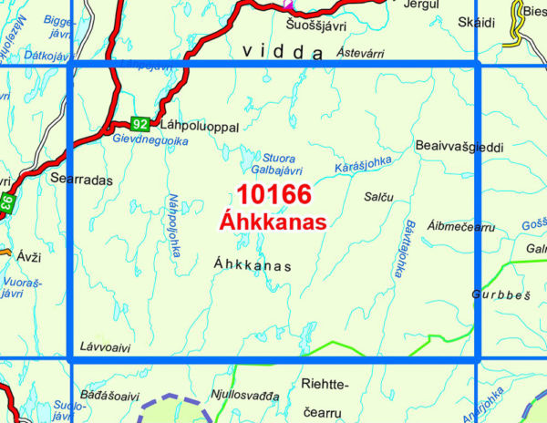Ahkkanas 1:50 000 - Kart 10166 i Norges-serien