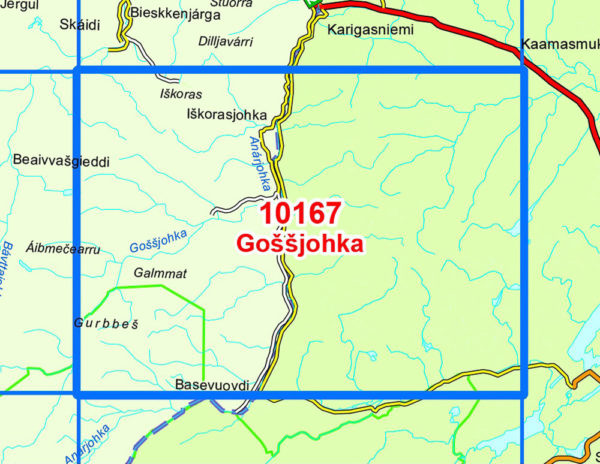 Gossjohka 1:50 000 - Kart 10167 i Norges-serien