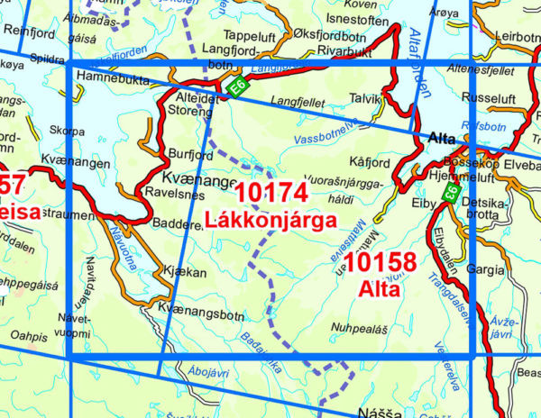 Lakkonjarga 1:50 000 - Kart 10174 i Norges-serien