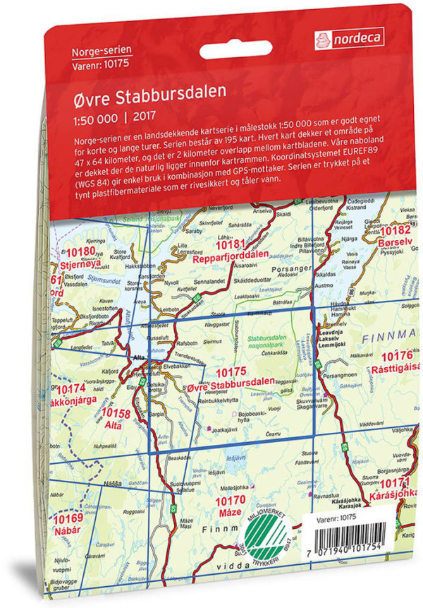 Øvre Stabbursdalen 1:50 000 - Kart 10175 i Norges-serien
