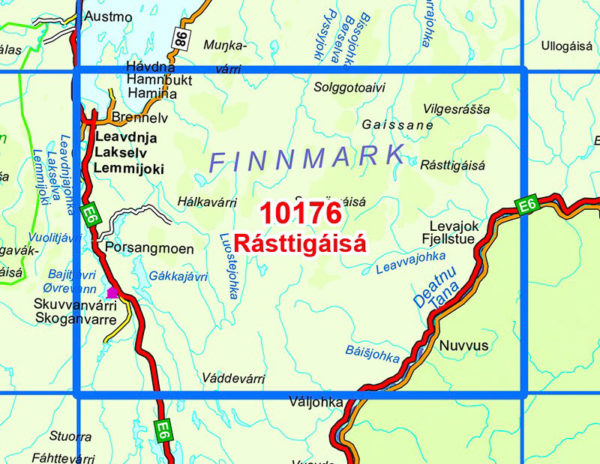 Rasttigaisa 1:50 000 - Kart 10176 i Norges-serien