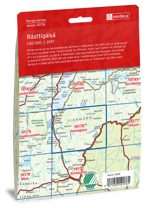 Rasttigaisa 1:50 000 - Kart 10176 i Norges-serien