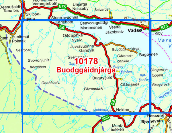 Buodggaidnjarga 1:50 000 - Kart 10178 i Norges-serien