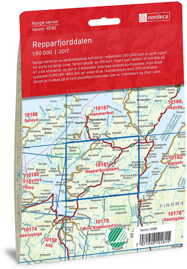 Repparfjorden 1:50 000 - Kart 10181 i Norges-serien