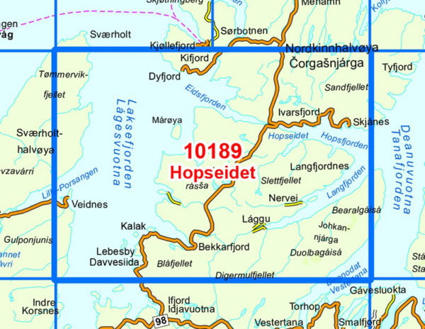 Hopseidet 1:50 000 - Kart 10189 i Norges-serien