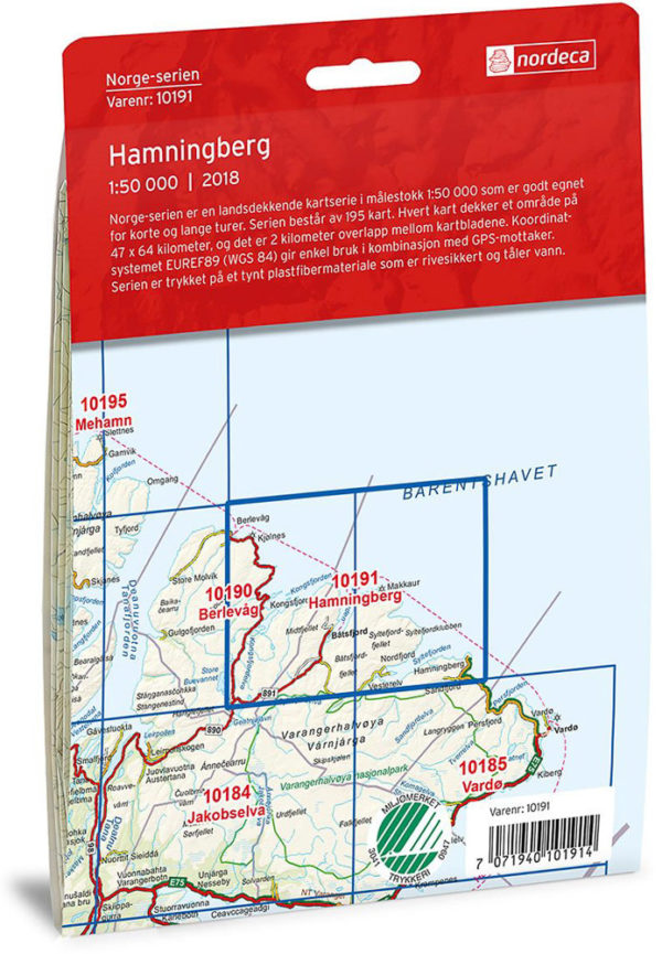 Hamningberg 1:50 000 - Kart 10191 i Norges-serien