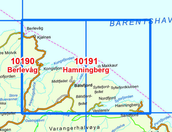 Hamningberg 1:50 000 - Kart 10191 i Norges-serien