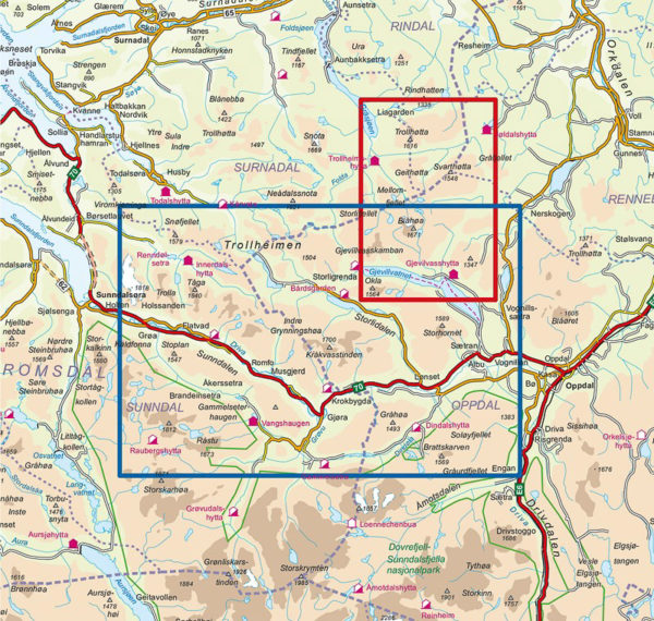 Trollheimen Sør 1:50 000 - Turkart - Lnr 2828