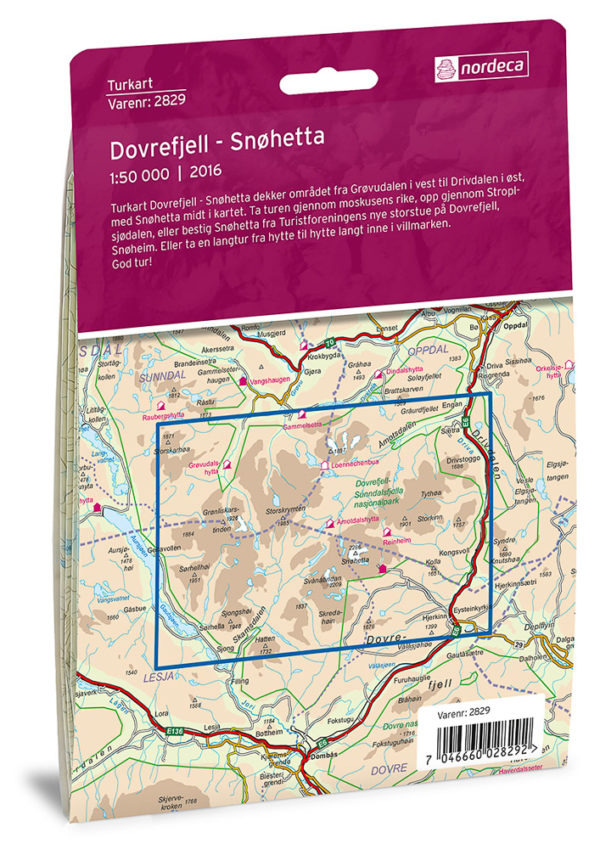 Dovrefjell Snøhetta 1:50 000 - Turkart - Lnr 2829