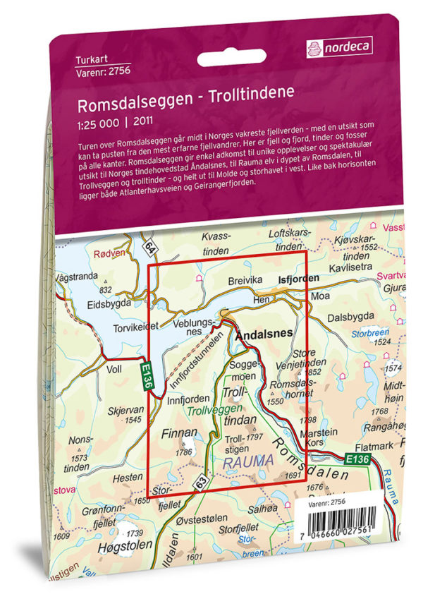 Romsdalseggen 1:25 000 - Turkart - Lnr 2756