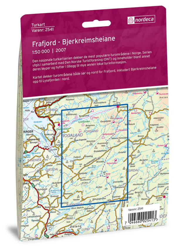 Frafjord-Bjerkreimsheiane - Turkart - Lnr 2541