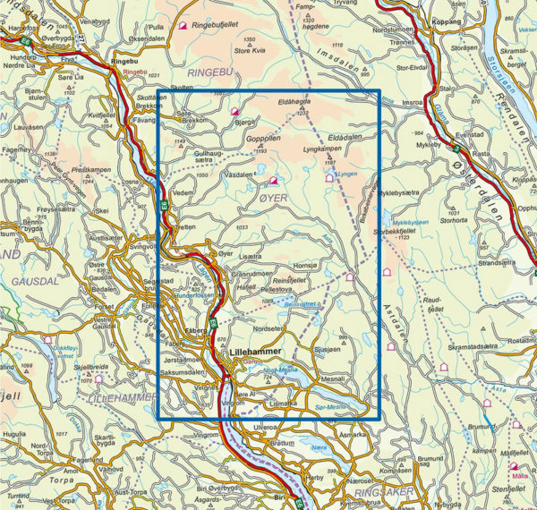 Øyer-Lillehammer - Turkart - Lnr 2495