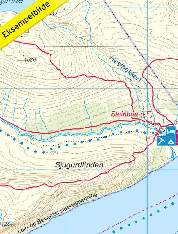 Besseggen med Bukkelægret DNT uten fjellskygge - Turkart - Lnr 2649