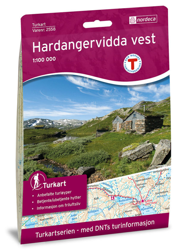 Hardangervidda vest - Turkart - Lnr 2558, 1:100 000