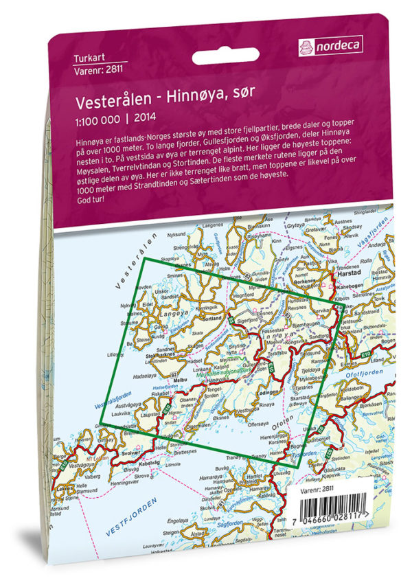 Vesterålen-Hinnøya sør - Turkart - Lnr 2811
