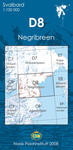 D8 Negribreen 1:100 000 - Svalbardkart - Lnr 8830